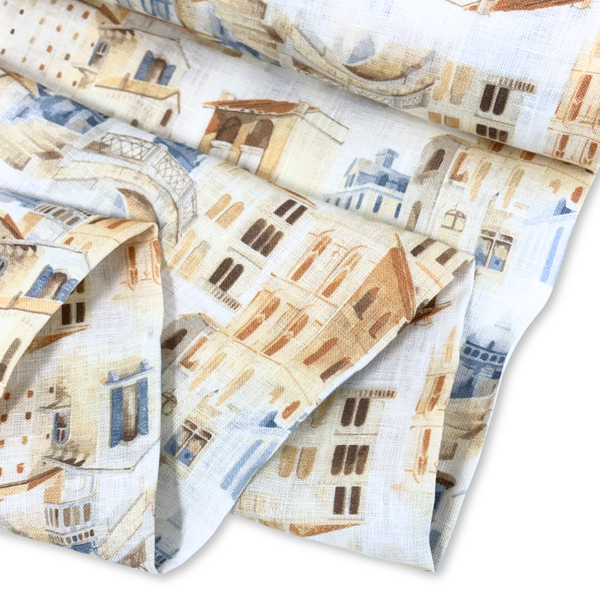 Tela Hilo 100% Estampada 58", Ciudad Rústica - 1 yarda