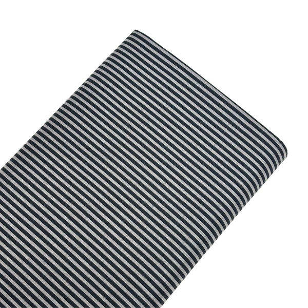 Tela Estampada de 100% Algodón 44" Rayas Finas, Negro / Gris - 1 yarda