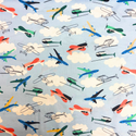 Tela Estampada de 100% Algodón 44/45" Aviones, Azul Claro - 1 yarda
