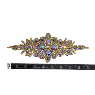 Rhinestone Applique, 9.5" x 3.5", Amarillo Claro – 1 pieza