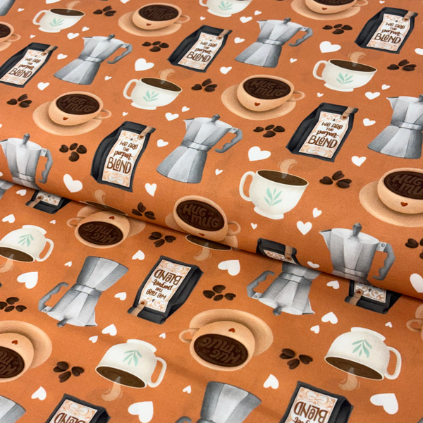 Printed Fabric 100% Cotton 44" Coffee Shop, Perfect Blend - 1 yard
