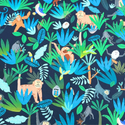 Tela Estampada de 100% Algodón 44" Animales, Treetop Jungle / Bermuda - 1 yarda