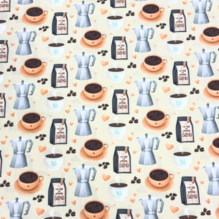 Tela Estampada de 100% Algodón 44" Cafetería, Perfect Blend - 1 yarda
