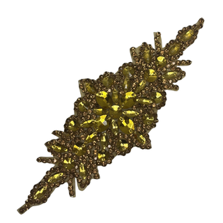 Rhinestone Applique, 9.5" x 3.5", Dorado – 1 pieza
