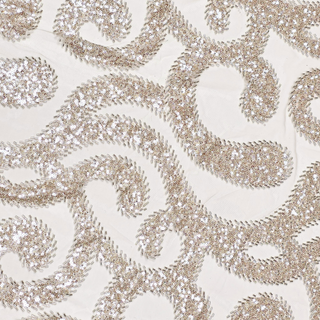 Tela Tulle de Encaje Bordada 65", Champagne - 1 yarda