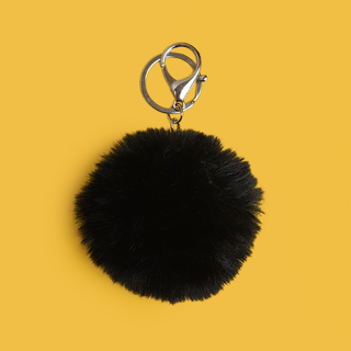 Black Pom-Pom Keychain; 1 Piece