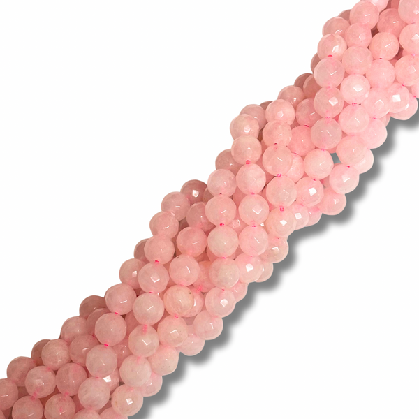 Cuentas Redondas Facetadas de Cuarzo Rosado - 8mm