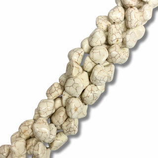 Cuentas de Howlite "Nuggets" Blanco Sintético - 20mm