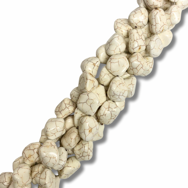 Cuentas de Howlite "Nuggets" Blanco Sintético - 20mm