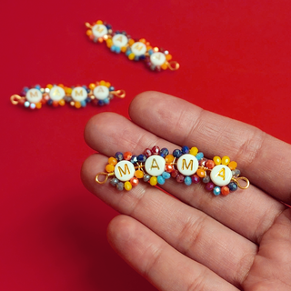 Mamá - Conector Alambrado con Beads Multicolor - Brass; 1 pc