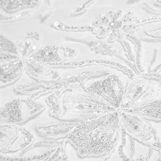 Tela Tulle de Encaje Bordada 60", Blanco - 1 yarda