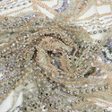Embroidered Lace Tulle Fabric 65", Dusty Rose / Silver - 1 yard