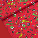 100% Cotton Print Fabric, 44/45" Wide, Grinch Gifts - Red