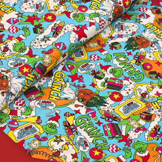 100% Cotton Print Fabric, 44/45" Wide, Grinch - Stop Christmas