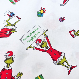 100% Cotton Printed Fabric, 44/45" Grinch Naughty List