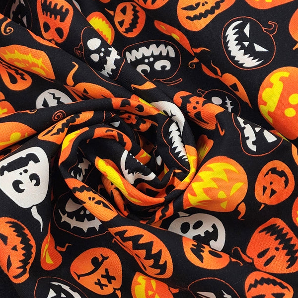 Pumpkins - Halloween Fabric- 100% Cotton Print Fabric, 44/45" Wide