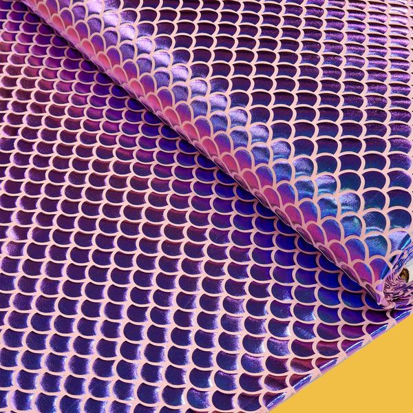 Holographic Mermaid, Purple & Pink Lycra Fabric - 60" Wide