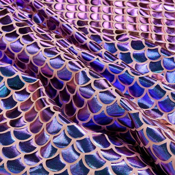 Holographic Mermaid, Purple & Pink Lycra Fabric - 60" Wide