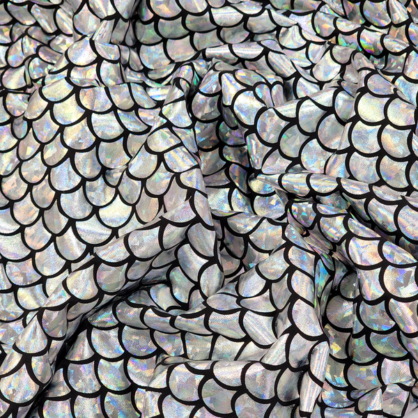 Holographic Mermaid, Silver AB Lycra Fabric - 60" Wide