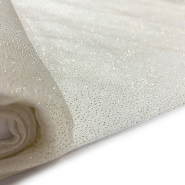 Tul / Tull Metallic Foil Mist, 58" Wide - 100% Polyester, White