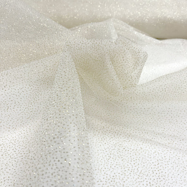 Tul / Tull Metallic Foil Mist, 58" Wide - 100% Polyester, White