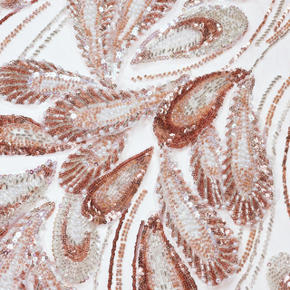 Tela Tulle de Encaje Bordada 65", Rose Gold - 1 yarda