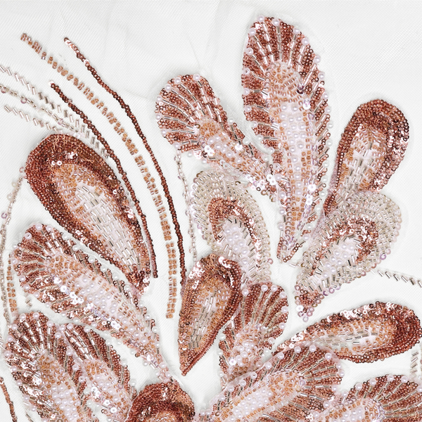 Tela Tulle de Encaje Bordada 65", Rose Gold - 1 yarda