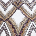 Embroidered Lace Tulle Fabric 65”, Black / Red / Gold - 1 yard