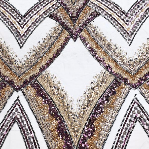 Embroidered Lace Tulle Fabric 65”, Black / Red / Gold - 1 yard