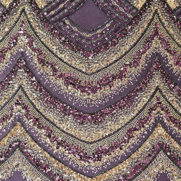 Embroidered Lace Tulle Fabric 65”, Black / Red / Gold - 1 yard