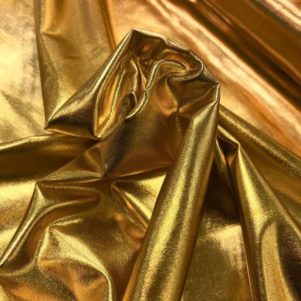 Licra / Lycra Full Foil, 58" Wide - 100% Polyester, Four Way Stretch - Gold