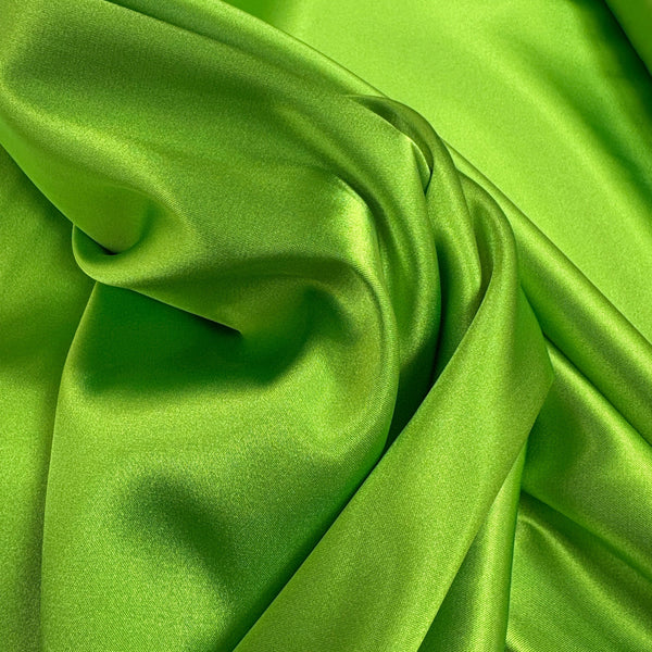 Satin Stretch Fabric, 60" Wide- 100% Polyester, Chartreuse Green