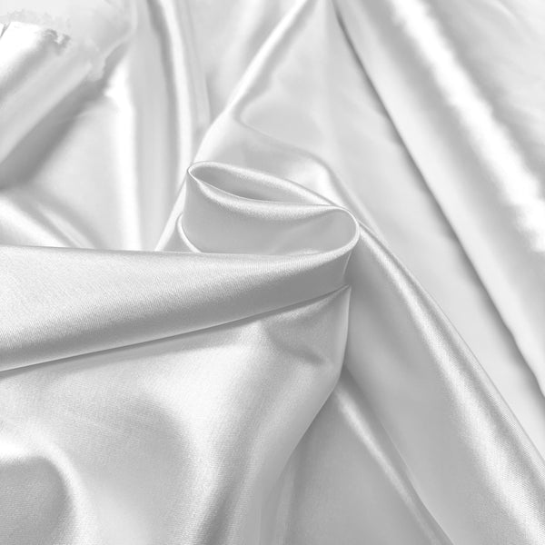 Satin Stretch Fabric, 60" Wide- 100% Polyester, White