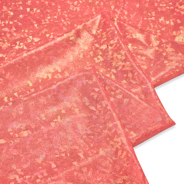Tela Licra Holográfica 60", Estampado de Cristal Coral - 1 yarda