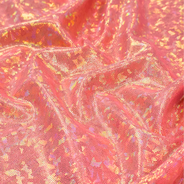 Tela Licra Holográfica 60", Estampado de Cristal Coral - 1 yarda