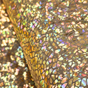 60" Holographic Lycra Fabric, Poly / Spandex - Dark Gold and Black