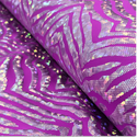 Tela Licra Holográfica 60", Estampado de Zebra Violeta y Plateado - 1 yarda