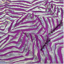 Tela Licra Holográfica 60", Estampado de Zebra Violeta y Plateado - 1 yarda