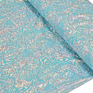 Tela Licra Holográfica 60", Aqua y Plateado - 1 yarda
