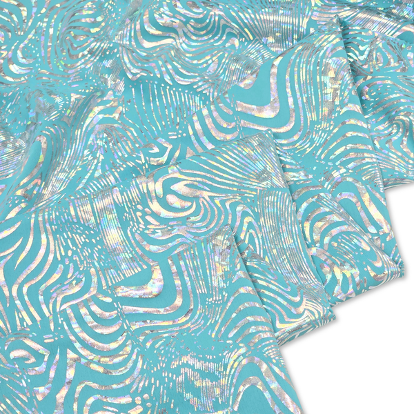60" Holographic Lycra Fabric, Poly / Spandex - Dark Gold and Black