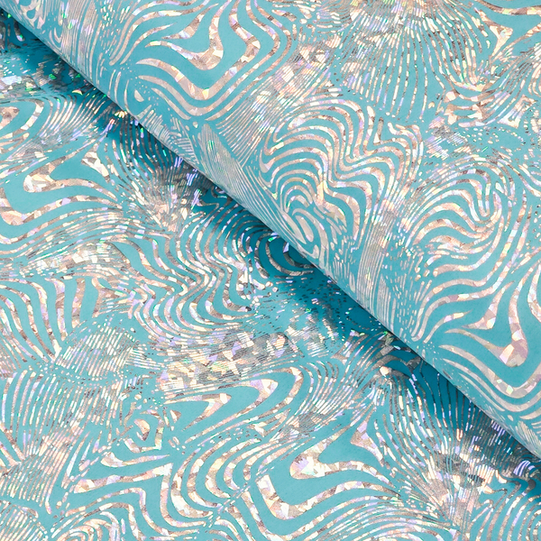 60" Holographic Lycra Fabric, Poly / Spandex - Dark Gold and Black