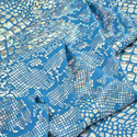 Tela Licra Holográfica 60", Estampado de Cocodrilo Azul y Plateado - 1 yarda