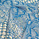 Tela Licra Holográfica 60", Estampado de Cocodrilo Azul y Plateado - 1 yarda