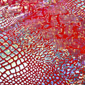Tela Licra Holográfica 60", Estampado de Cocodrilo Rojo y Plateado - 1 yarda