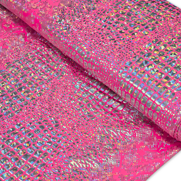 60" Holographic Lycra Fabric, Poly / Spandex - Dark Gold and Black