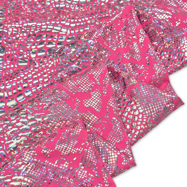 60" Holographic Lycra Fabric, Poly / Spandex - Dark Gold and Black