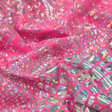 60" Holographic Lycra Fabric, Poly / Spandex - Dark Gold and Black