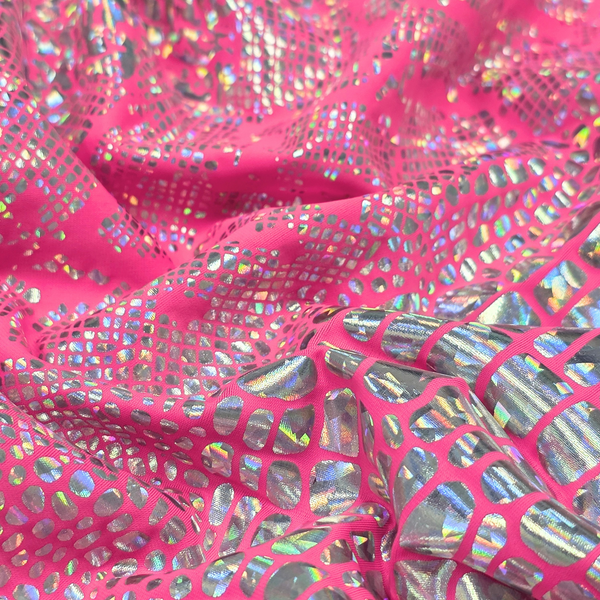 60" Holographic Lycra Fabric, Poly / Spandex - Dark Gold and Black