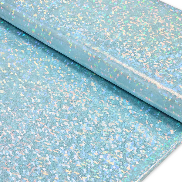 Tela Licra Holográfica 60", Estampado de Cristal Aqua - 1 yarda
