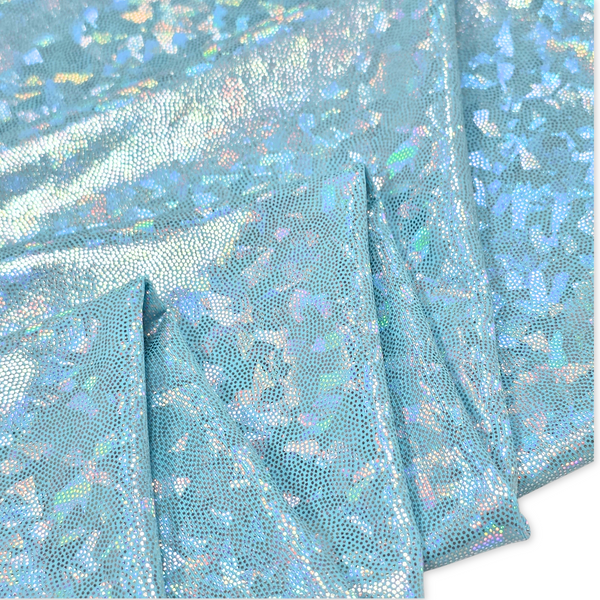 Tela Licra Holográfica 60", Estampado de Cristal Aqua - 1 yarda